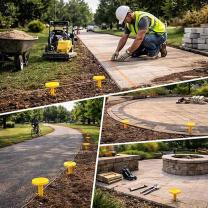 Low Profile Survey Stakes - High-Visibility - Survey Markers Boundary Markers Hi-Vis Garden Stakes (10-Pack (Yellow)