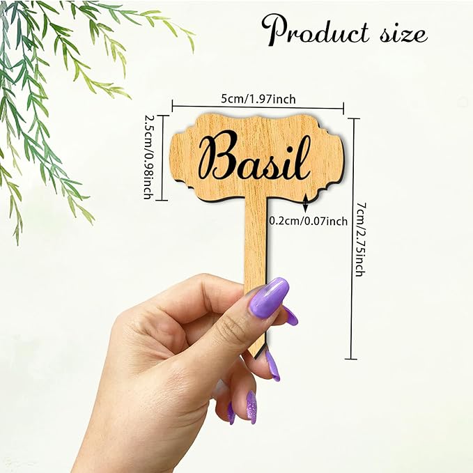 arricraft 15 Pcs Plant Labels, Wooden Herb Markers Herb T Type Tags Garden and Greenhouse Labels with Printed Herb Name Garden Tags for Indoor and Outdoor Potted Seed Herbs Unique Funny Gifts