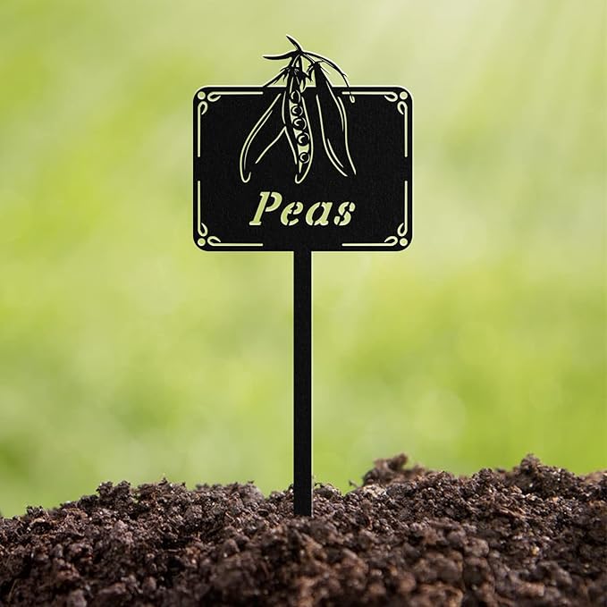 Metal Seed & Plant Labels - Plant Markes for Seedlings-Plant Tags for Pots - Garden Signs for Vegetable - Durable Markers for Plants Outdoor Waterproof - Garden Decor for Farmhouse(Peas)