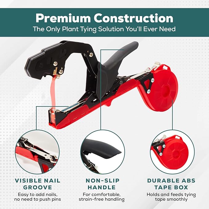 Plant Tying Machine, Lightweight Plant Tape Tool for Quick Vine Tying, for Gardeners and Farmers,Plant Tie Tapener Gun with Tapes and Staples