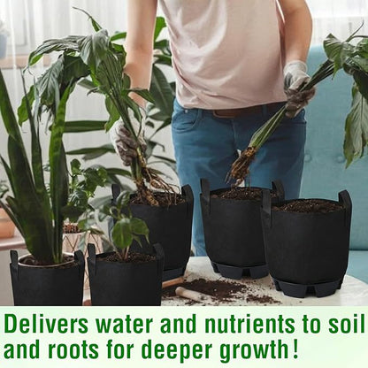 6 Set Self Watering Fabric Pot Base Plant Nonwoven Grow Bags Automatic Watering Plant Saucers Elevated Flower Trays for Fruits Vegetables Flowers(5 Gallon,Black)