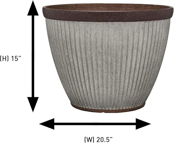 Southern Patio 15" Westlake Indoor/Outdoor Pleated Planter with Drainage Hole, Plug & Galvanized Finish, 19.56 qt. Capacity