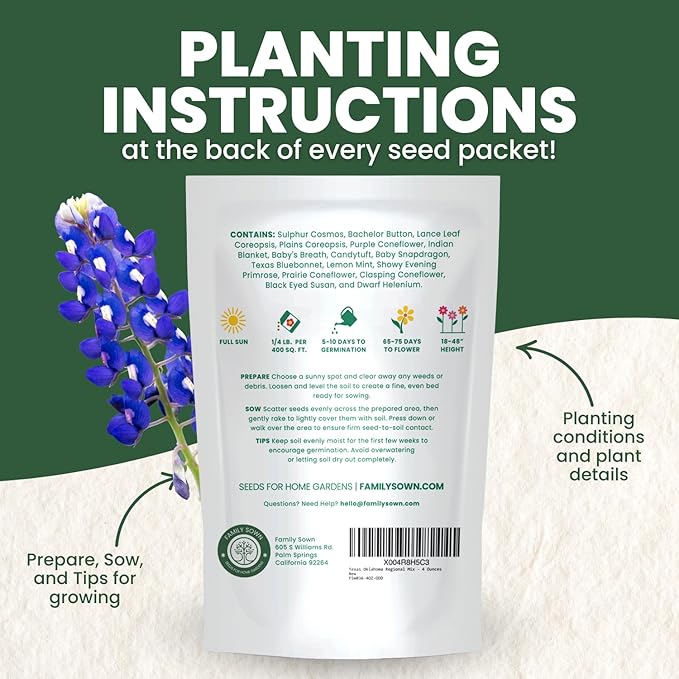 Texas Oklahoma Regional Mix – 79,000 Seeds for Planting – 2026 Season – 4 Ounce Pouch