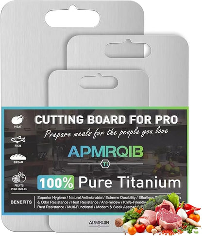Titanium Cutting Boards for Kitchen,100% Pure Titanium Cutting Board Set of 3, Double Sided Non Toxic Cutting Board, Hygiene Durable Dishwash