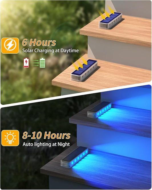 Blue Solar Lights for Outside,8 Pack Solar Deck Lights Outdoor Waterproof LED,Blue Step Light for Outside,Dock Light Solar Powered Waterproof for Deck,Steps,Dock,Driveway,Stair,Path