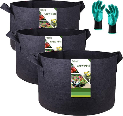 3-Pack 40 Gallon Thickened Plant Grow Bags Large (28x16 in) Heavy Duty Garden Bag Fabric Plant Pots for Potato,Tomato Planter,Herbs Veggies Planting,Flower Pots,Barrel Planter,Leaf Bag,Yard Waste Bags