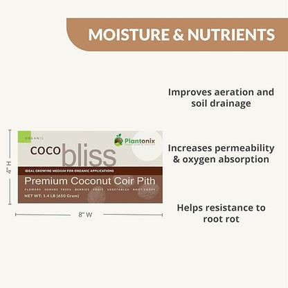 Coco Bliss 650gm Bricks (6-Pack) - Organic Coco Coir for Plants - OMRI-Listed Coco Coir for Garden Soil & Potting Mixes - Coconut Fiber Mixes with Potting Soil for Indoor Plants & Outdoor Plants