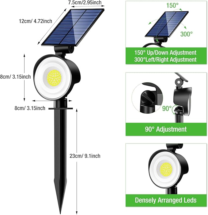 nipify 2 Pack Solar Spot Lights Outdoor Waterproof, Solar Spotlight Light for Outside Yard Landscape Lighting Pathway Lights Wall Auto On/Off, Purple