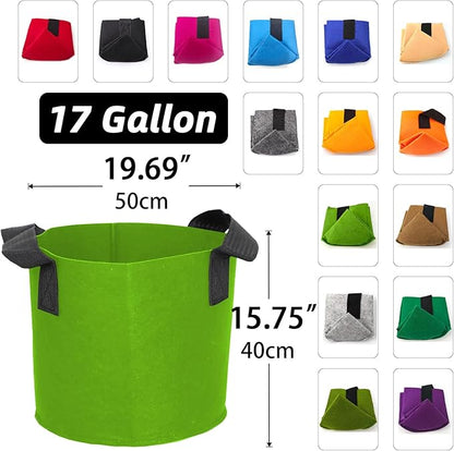 Grow Bags,Growing Pot Bags Garden Grow Bag Indoor Outdoor Fabric Aeration Plant Pot Container Flower Vegetable Pouch (Mixed 15colors,17Gallon)