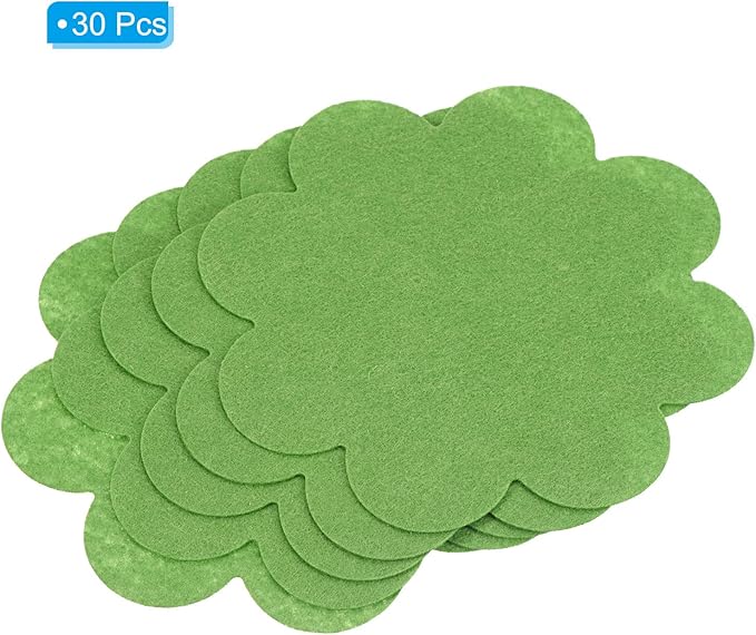 PATIKIL 5 Inch Plant Pot Hole Pad, 30 Pack Non-Woven Fabric Flower Shape Bonsai Bottom Soil Mat, Green