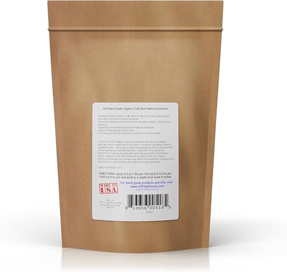 GS Plant Foods Crab Shell Natural Fertilizer, Magnesium & Calcium, Slow Release Micronutrients for Plants, Tomatoes, Flowers & Vegetables 3-3-0, 8 pounds
