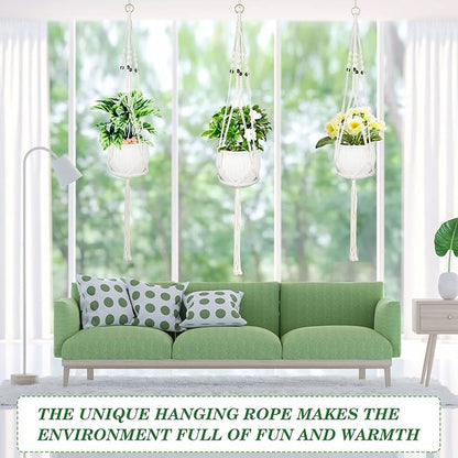 2Pack Macrame Plant Hanger for 5 to 10 Inch Plant Pots Hanging Plant Holder Handmade White Cotton Rope Flower Pot Holder Basket plant holder Suitable for Herb and Flower Indoor Outdoor Boho Home Decor