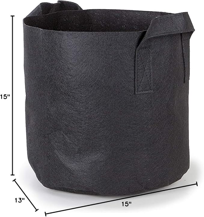 247Garden 5-Pack 10-Gallon Aeration Fabric Pot/Plant Grow Bag w/Handles (260 GSM, Black, 13H x 15D)