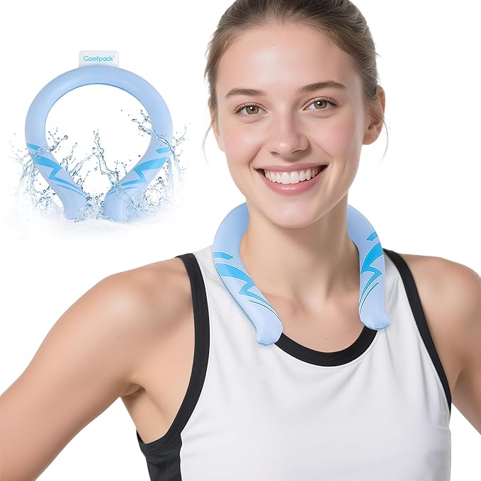 Neck Cooling Tube Reusable Ice Ring Neck Coolers for Hot Weather Wearable Ice Ring for Outdoor Sports, Workers, Relief for Hot Flashes(White)
