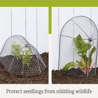 Gardener’s Supply Company Chicken Wire Cloche Garden Row Plant Protector | Sturdy Metal Protection for Seedlings and Crops from Wild Animals & Pets | 2 Section Set
