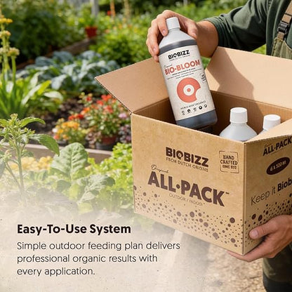 BioBizz All·Pack Outdoor - Complete Organic Nutrient Kit (6 x 16.9 fl oz) | Natural Fertilizer for Outdoor Plants, Soil Enhancer, Root & Bloom Booster for Garden Growth