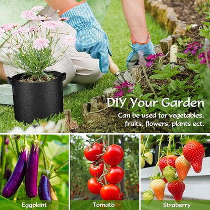 150 Pack 5 Gallon Grow Bags Bulk, Heavy Duty Thickened Nonwoven Aeration Fabric Pots with Handles, Breathable Plant Growing Bags for Vegetable, Flower, Potato, Tomato, and Fruits