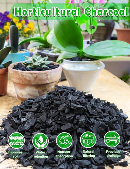 TOYPOPOR Horticultural Charcoal for Indoor Plants (10 Quarts) Hardwood Potting Soil Amendment Helps Improve Drainage for Orchids, Succulent, Cactus, Terrariums, and Gardening