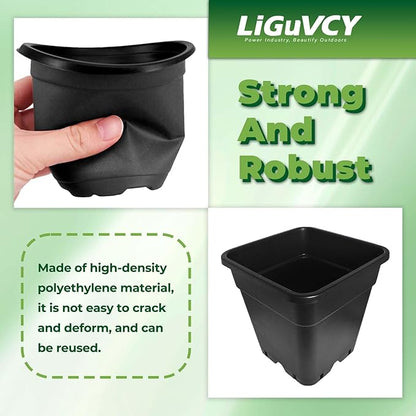 Plant Pots Flower Pot 10-Pack 3 Gallon Planter Nursery Pot Garden Seedling Planters Containers Plastic Injection Molded Pots with Drainage Holes for Outdoor Indoor Plants Vegetables, Black