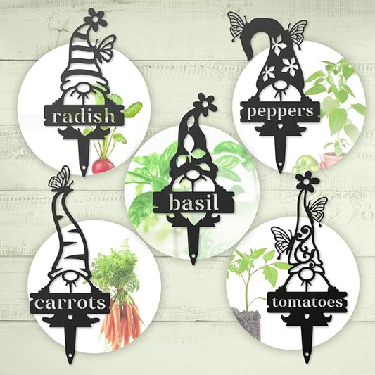 RealSteel Gnome Plant Markers Metal Garden Stakes | Outdoor Garden Labels & Plant Tags for Vegetables & Herbs | Decorative Yard & Raised Bed Garden Signs | Gardening Gift | Made in USA - (Oregano)