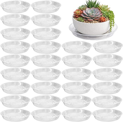 30 Packs 8" Clear Plant Saucers for Indoor Outdoor Use Heavy Duty Plastic Plant Trays for Planter Bulk Flower Pot Drip Trays to Catch Water, 4 to 20 Inch, Round Transparent