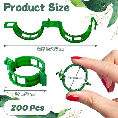 OJYUDD 200 Pcs Plant Support Clips,Plastic Plant Clips for Climbing Plants,Garden Vine Clips for Tomato,Grape,Cucumber,Vegetables (Green)