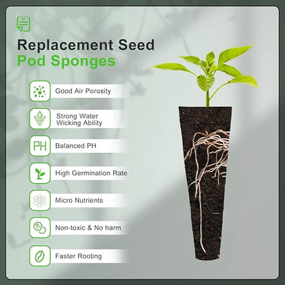 YBB 50PCS Hydroponic Grow Sponges, Seed Starter Pods Replacement Sponges Compatible with Aerogarden, Rapid Rooter Starter Plugs for Hydroponic Indoor Garden System