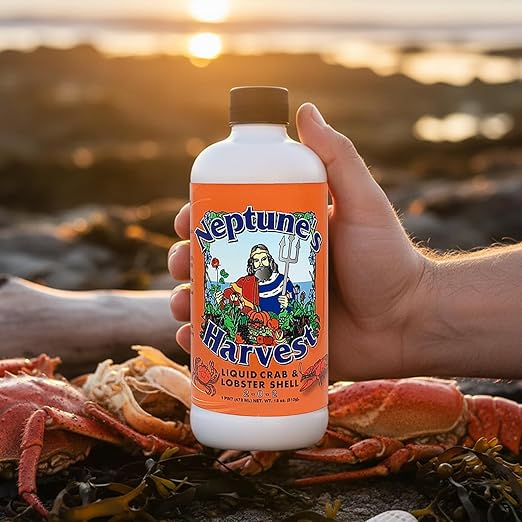 Neptune’s Harvest Organic Crab & Lobster Shell Multi-Purpose Liquid Fertilizer (2-0-2) - 18oz Pint - Rich in Nutrients Soil Fertilizer - Plant Food for Lawns, Gardens, and Vegetables