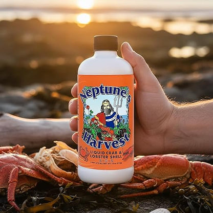 Neptune’s Harvest Organic Crab & Lobster Shell Multi-Purpose Liquid Fertilizer (2-0-2) - 18oz Pint - Rich in Nutrients Soil Fertilizer - Plant Food for Lawns, Gardens, and Vegetables