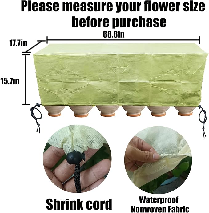 EJW Planter Cover, Plant Covers Freeze Protection,4 Pack68.8 17.7" 15.7" Planter Covers for Winter, Frost Cloths for Outdoor Plants, Raised Bed Covers for Winter.