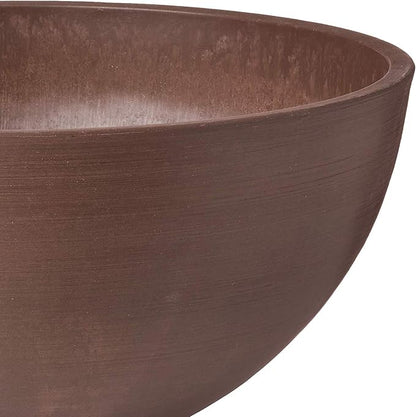 PSW Pot Collection 15x8 inch Plastic/Stone/Wood Composite Square Planter – No Drainage Hole (Drillable), Simplicity Bowl, Chocolate