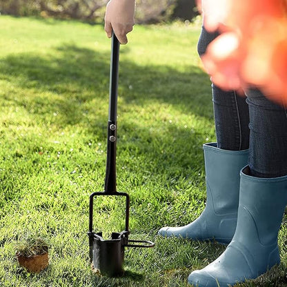 Colwelt Bulb Planter Tool Long Handle, Serrated Base Gardening Bulb Transplanter with Soft Grip, Heavy Duty Long Handled Bulb Planter Sod Plugger for Digging Holes to Plant Tulips, Iris, Daffodils