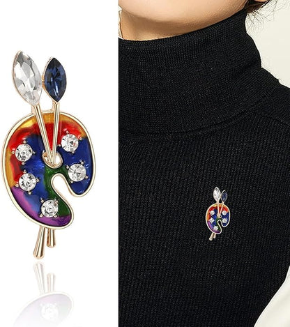 ONLYJUMP Painter Palette Brooch Pin for Women Girls Dainty Colorful Paint Palette Brush Artist Painter Lapel Pin Gift Jewelry Art Teacher Hat Bag Suit Tie Birthday Xmas Badges Painting Lovers Jewelry Gift