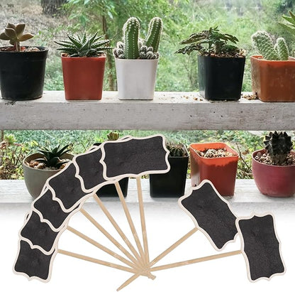 20PCS Wood Chalkboard Plant Tag, Gardening Plug-in Plant Identification Marker, Nursery Garden Plant Markers Tag，Miniature Plants Wooden Tags, Lawn Signs Plant Markers Chalkboard