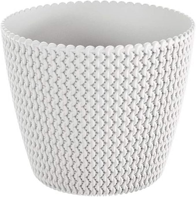 Zanvic Flowerpot splofy 2, Effect Knitted Fabric, 26 cm, White, 26 x 26 x 22 cm, za547