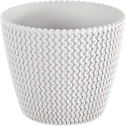 Zanvic Flowerpot splofy 2, Effect Knitted Fabric, 26 cm, White, 26 x 26 x 22 cm, za547
