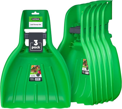 Superio Leaf Collector - 3 Pairs- Green Plastic Leaf Grabber Scoops, Gardening Hand Rake Tools for Lawn Cleaning