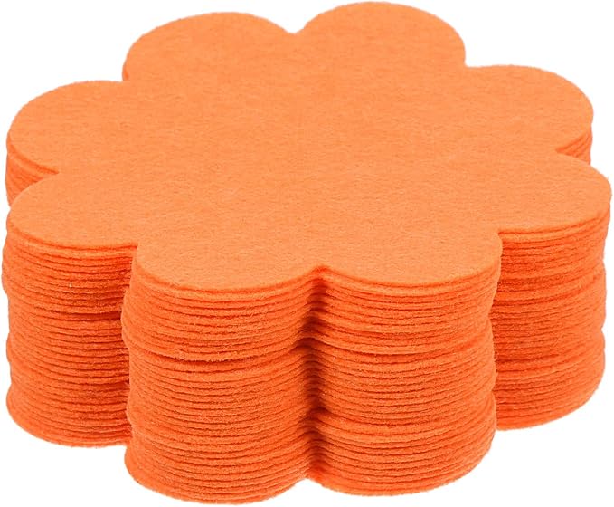 PATIKIL 4 Inch Plant Pot Hole Pad, 30 Pack Non-Woven Fabric Flower Shape Bonsai Bottom Soil Mat, Orange
