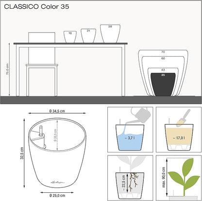 Lechuza 13210 Classico 35 Self-Watering Planter for Indoor and Outdoor Use, 14" x 14" x 13", White Matte