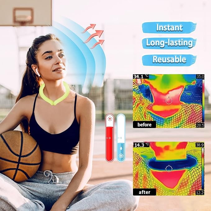 Neck Cooling Tube Reusable Ice Cooler Ring Instant Cooling Below 15°C (59°F) Portable Neck Wrap for Summer Outdoor & Indoor Use Heat Relief & Comfort
