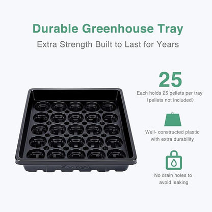 SOLIGT [Thick Plastic] 4 Set Strong Seed Starter Tray with 4" Humidity Dome and Pellet Holder for 100 Jiffy 30mm, 36mm & 42mm Peat Pellets, Seed Starting, Germinating Propagating, Pellet Not Included