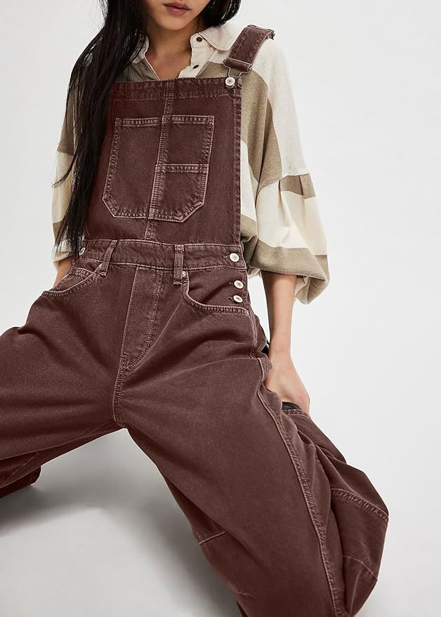 loveimgs Women Y2k Baggy Barrel Jeans Overalls Wide Leg Denim Pants Bib Overalls Jumpsuit Boyfriend Patchwork Jeans