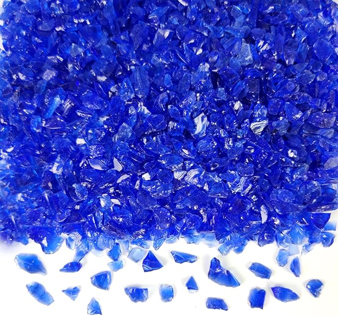 HappyFiller 1.3 LB Crushed Glass Broken Piece Granules for Resin Art Craft Project,Vase Fillers Candle Holder Aquarium Fish Tank Decor,Terrarium Potted Plants Topper Dressing Pebble Stones,Cobalt Blue