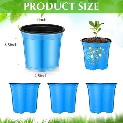 Havawish 150 Pcs 4 Inch Plastic Nursery Pots Seedling Starting Pots with Drainage Holes Thicken Flower Planters Seed Starting Indoor Outdoor for Seedling Cutting Transplanting (Blue)