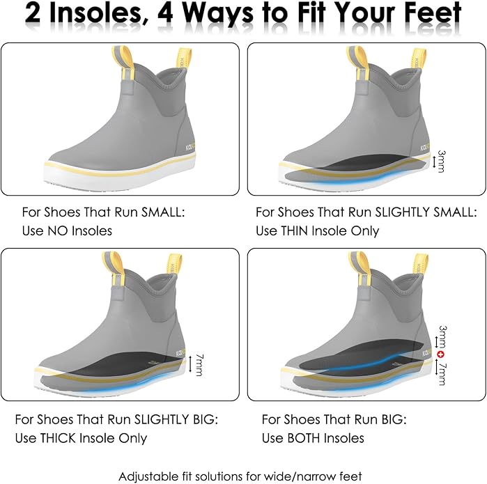 Kalkal Men's Deck Boots, Waterproof Fishing Rain Boots with High Traction, Men's Rubber Boots For Gardening Fishing Boating Camping Sailing