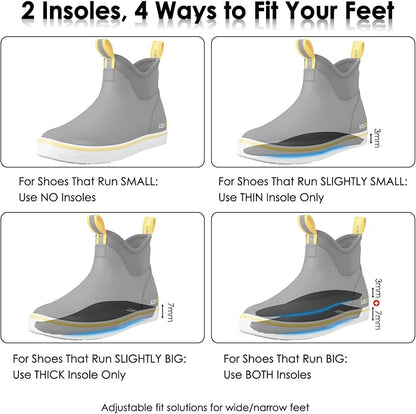 Kalkal Men's Deck Boots, Waterproof Fishing Rain Boots with High Traction, Men's Rubber Boots For Gardening Fishing Boating Camping Sailing