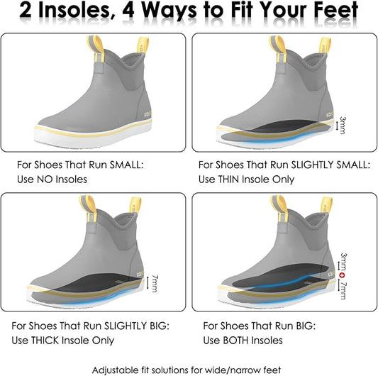 Kalkal Men's Deck Boots, Waterproof Fishing Rain Boots with High Traction, Men's Rubber Boots For Gardening Fishing Boating Camping Sailing