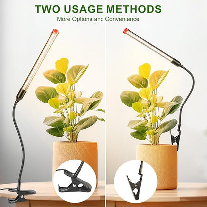 3Pack 2-in-1 Small Clip Grow Lights for Indoor Plants, Bonsai, Succulent, Cactus, 4/8/12/16/20H Timer, 9 Watt Power Draw, NO Need Adapter, Enough Bright, Best Gift for Plants Lover