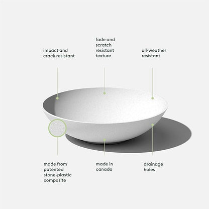 Veradek Mason Series Lane Bowl Planter| for Indoor or Outdoor Tabletops/Gardens |Made from Plastic-Stone Composite with Drainage Holes|Modern Décor for Flowers, Succulents, Small Plants