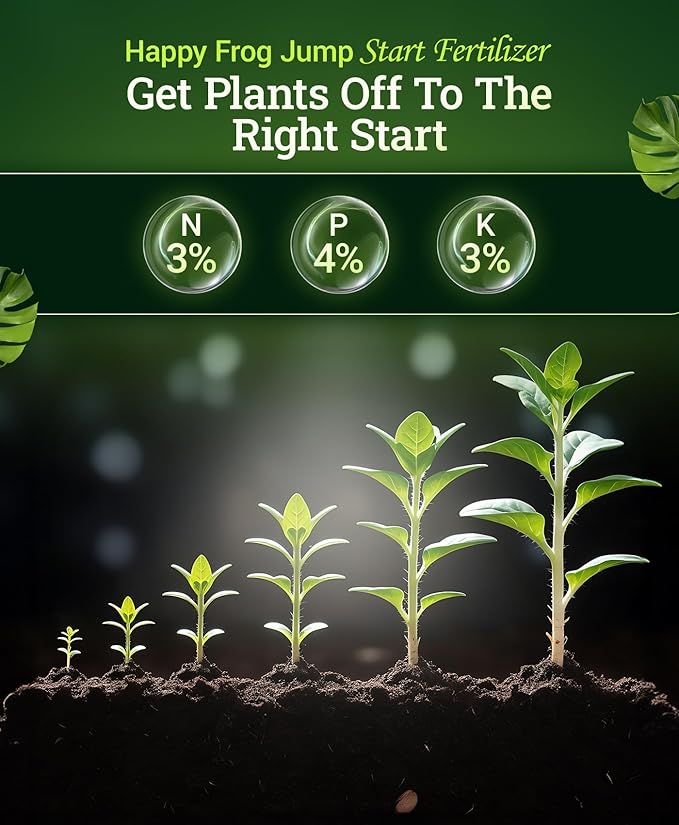 FoxFarm Happy Frog Jump Start Fertilizer, Seedling Fertilizer for Essential Nutrients of Container Plants - Supports Strong Organic Growth with Phosphorus and Calcium, NPK 3-4-3 (4 lb)
